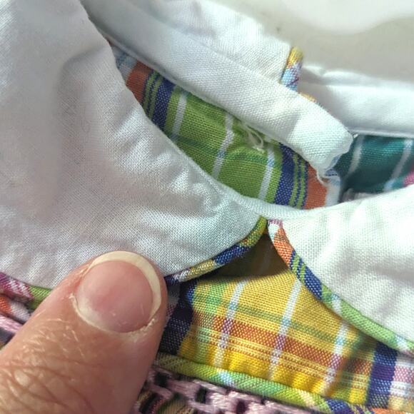 Ralph Lauren Rainbow Plaid Smocked Dress Baby Girls Sz 6m Pink Preppy Classic - Picture 5 of 7